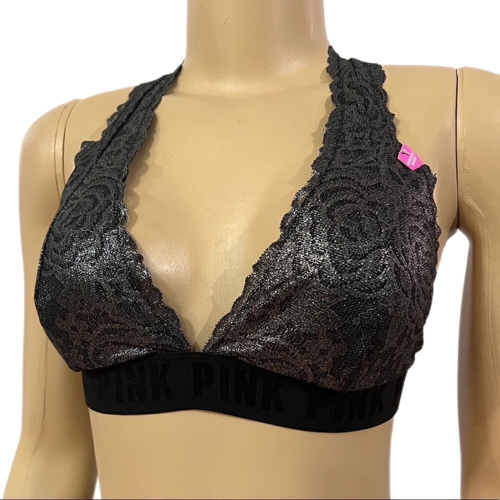Victoria’s Secret Pink Lightly Padded Metallic Lace bralette bra